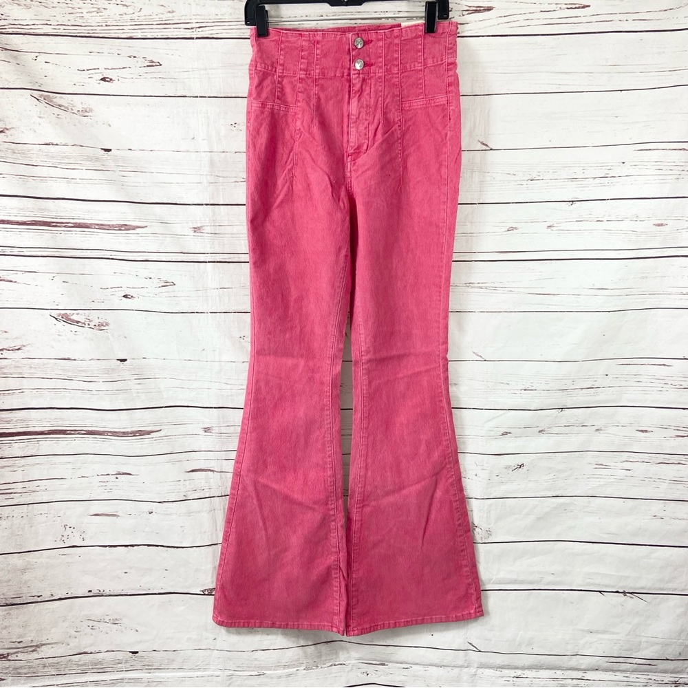 Free People Pants 28 Pink We the Free Jayde Cord High Rise Flare Pink Corduroy